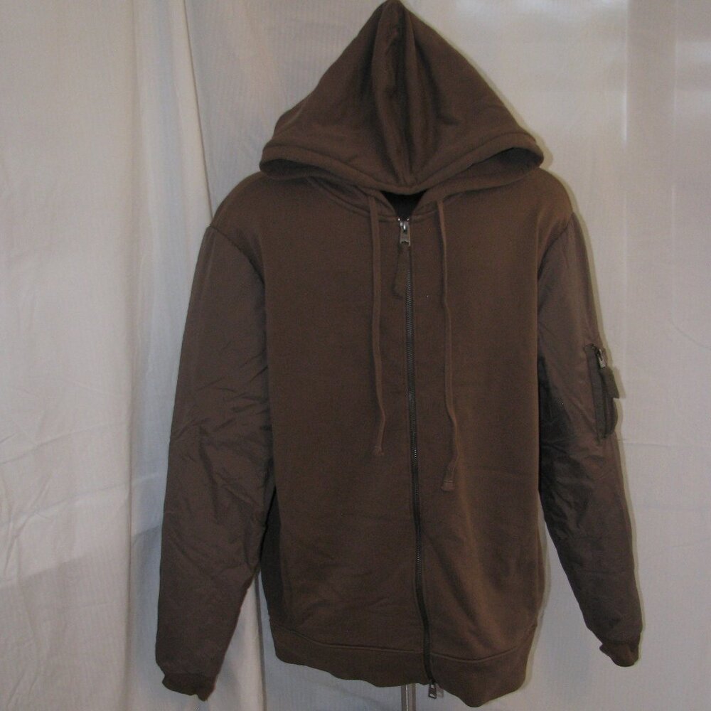 Allsaints Zip Up Hoodie Men's Small Puffy Nylon Sleeves Green Double Zipper